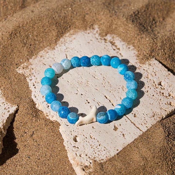 Buddha Stones Armband aus Naturstein, Delfin, Crackle-Achat und Turmalin, Mut - image 1