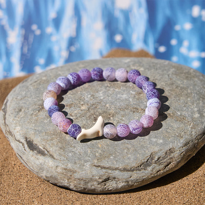 Buddha Stones Armband aus Naturstein, Delfin, Crackle-Achat und Turmalin, Mut - image 4