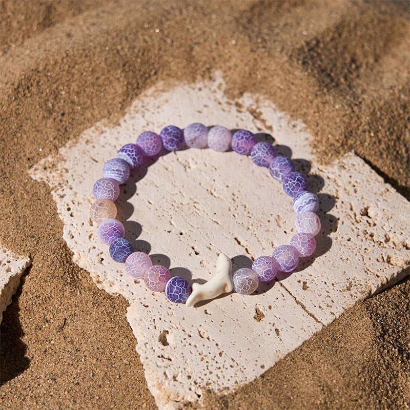 Buddha Stones Armband aus Naturstein, Delfin, Crackle-Achat und Turmalin, Mut - image 5