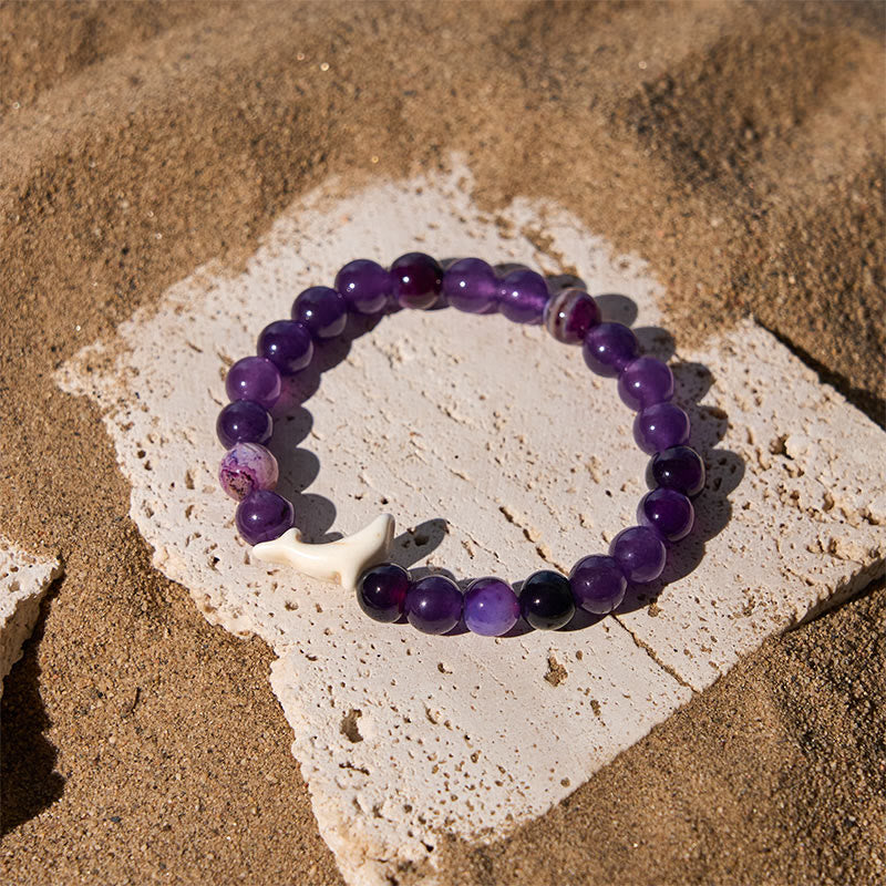 Buddha Stones Armband aus Naturstein, Delfin, Crackle-Achat und Turmalin, Mut - image 9