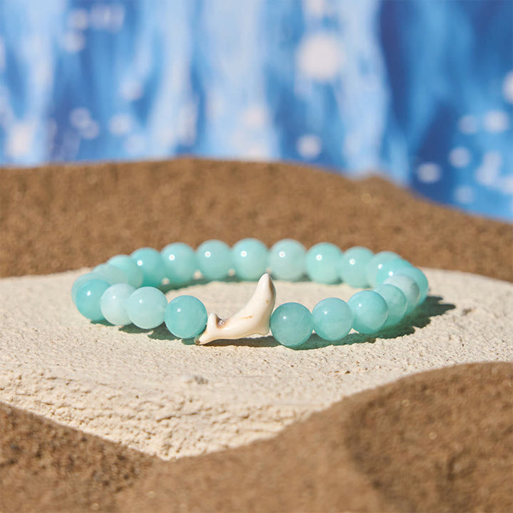 Buddha Stones Armband aus Naturstein, Delfin, Crackle-Achat und Turmalin, Mut - Blauer Turmalin (Handgelenkumfang: 15–18 cm) - image 10