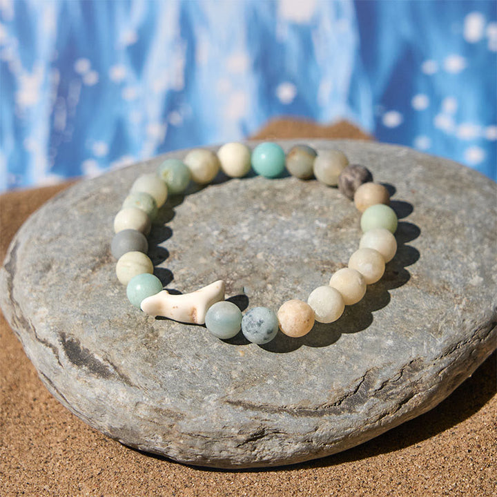 Buddha Stones Armband aus Naturstein, Delfin, Crackle-Achat und Turmalin, Mut - image 15