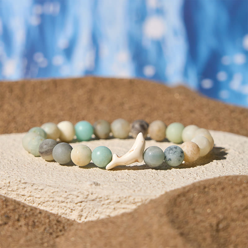 Buddha Stones Armband aus Naturstein, Delfin, Crackle-Achat und Turmalin, Mut - Amazonit (Handgelenkumfang: 15–18 cm) - image 14
