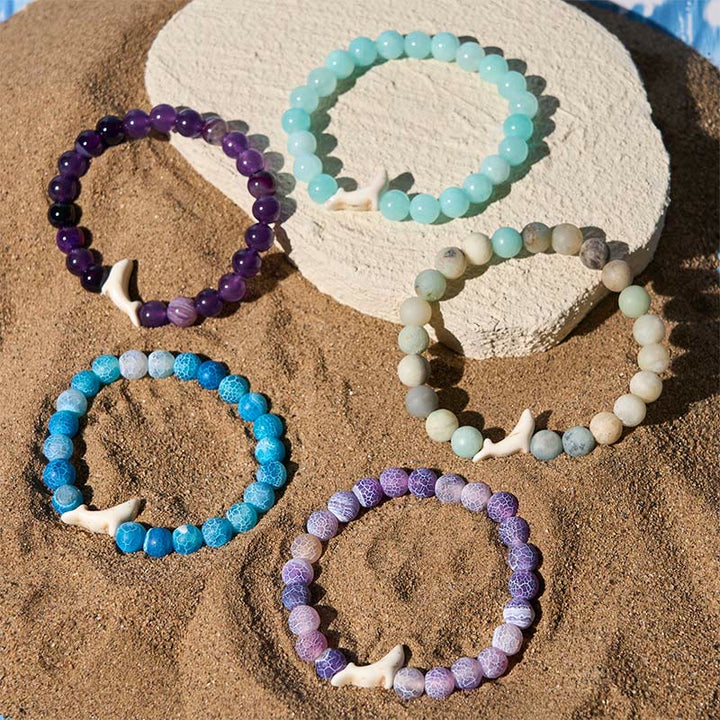 Buddha Stones Armband aus Naturstein, Delfin, Crackle-Achat und Turmalin, Mut - image 18