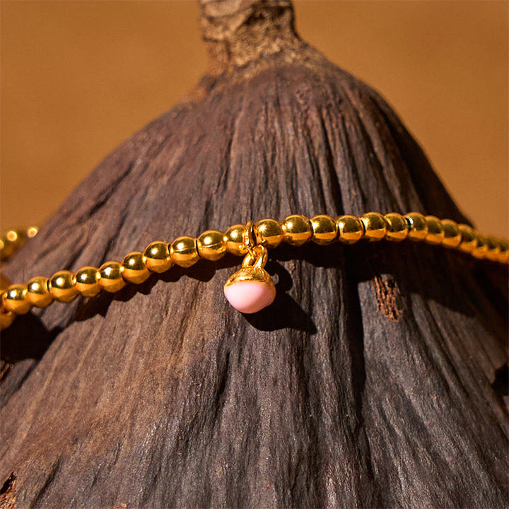 Buddha Stones ​​Kupfer Messing vergoldet 24 Karat Gold Perlen Kürbis Reichtum Armband - image 2