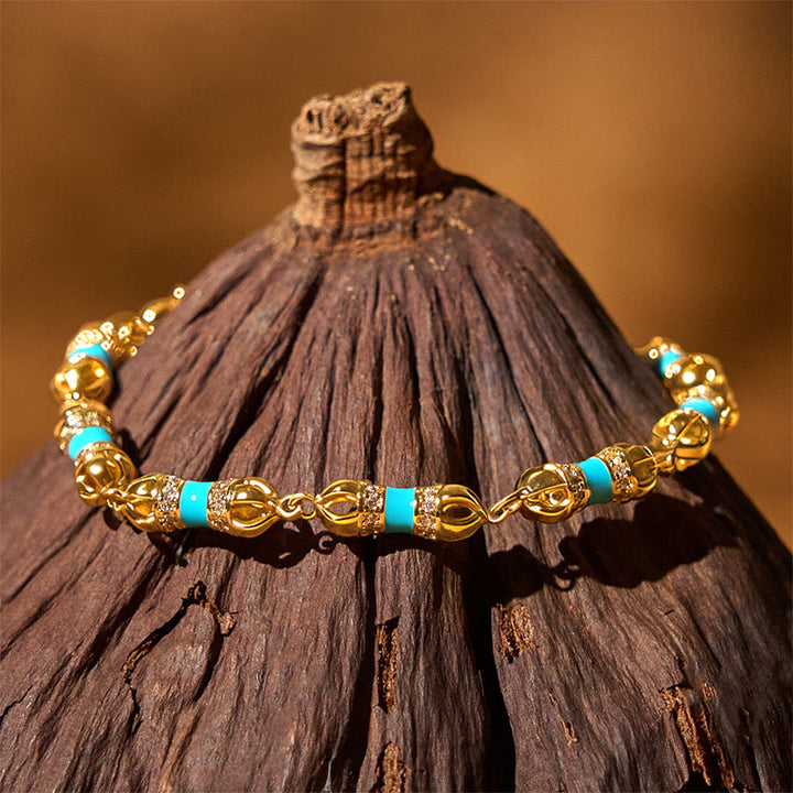 Buddha Stones ​​Kupfer Messing plattiert 24 Karat Gold Vajra Reichtum Glück Armband - image 2