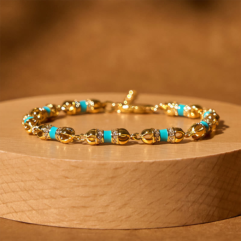 Buddha Stones ​​Kupfer Messing plattiert 24 Karat Gold Vajra Reichtum Glück Armband - image 1