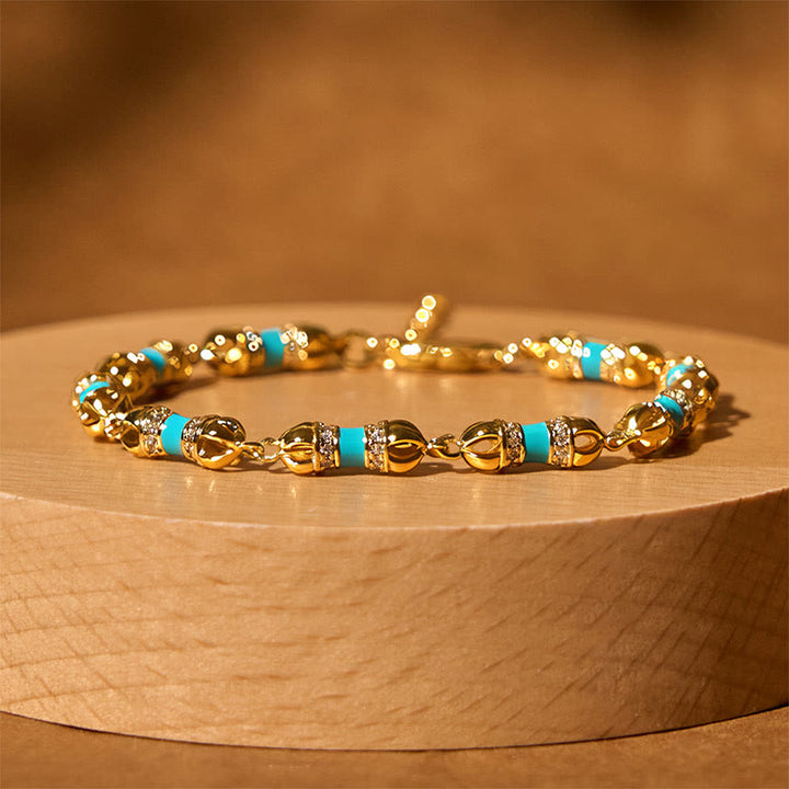 Buddha Stones ​​Kupfer Messing plattiert 24 Karat Gold Vajra Reichtum Glück Armband - image 1