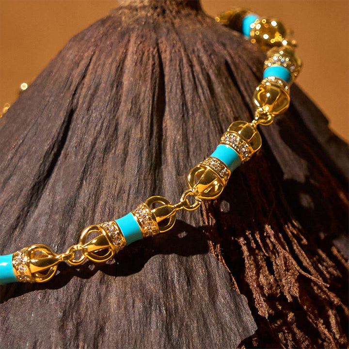 Buddha Stones ​​Kupfer Messing plattiert 24 Karat Gold Vajra Reichtum Glück Armband - image 3