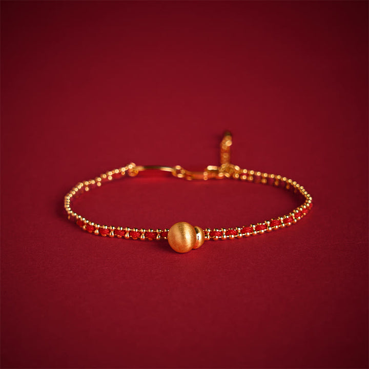 Buddha Stones Red String Kupfer Messing Kürbis Stärke Reichtum Armband - image 1