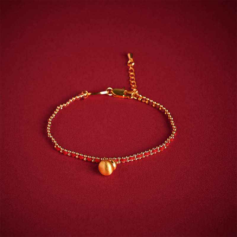 Buddha Stones Red String Kupfer Messing Kürbis Stärke Reichtum Armband - Rote Schnur und Kupfermessing (Handgelenkumfang: 20–25 cm) - image 0