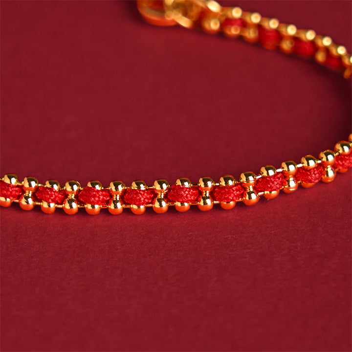 Buddha Stones Red String Kupfer Messing Kürbis Stärke Reichtum Armband - image 4
