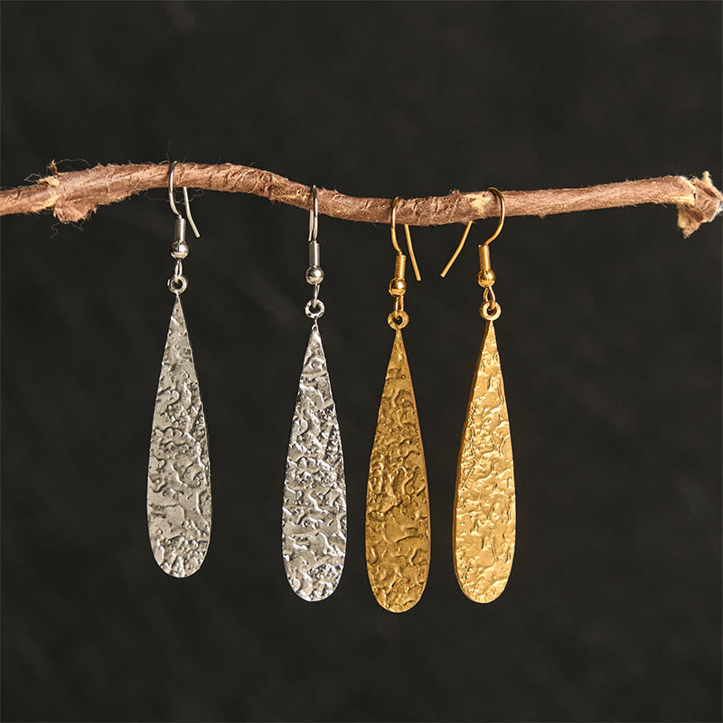 Buddha Stones Elegante Titanstahl-Ohrringe mit Hammermarken - image 4