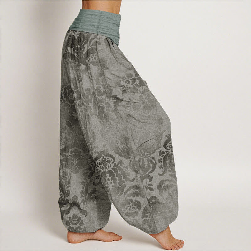 Buddha Stones Damen-Haremshose aus reiner Baumwolle mit Blumen- und Blätter-Design und elastischer Taille - image 10