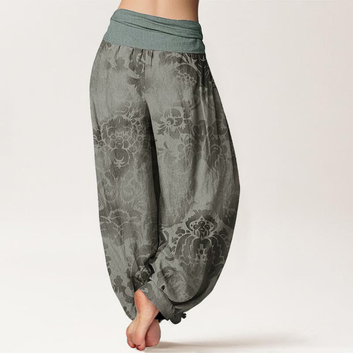 Buddha Stones Damen-Haremshose aus reiner Baumwolle mit Blumen- und Blätter-Design und elastischer Taille - image 9