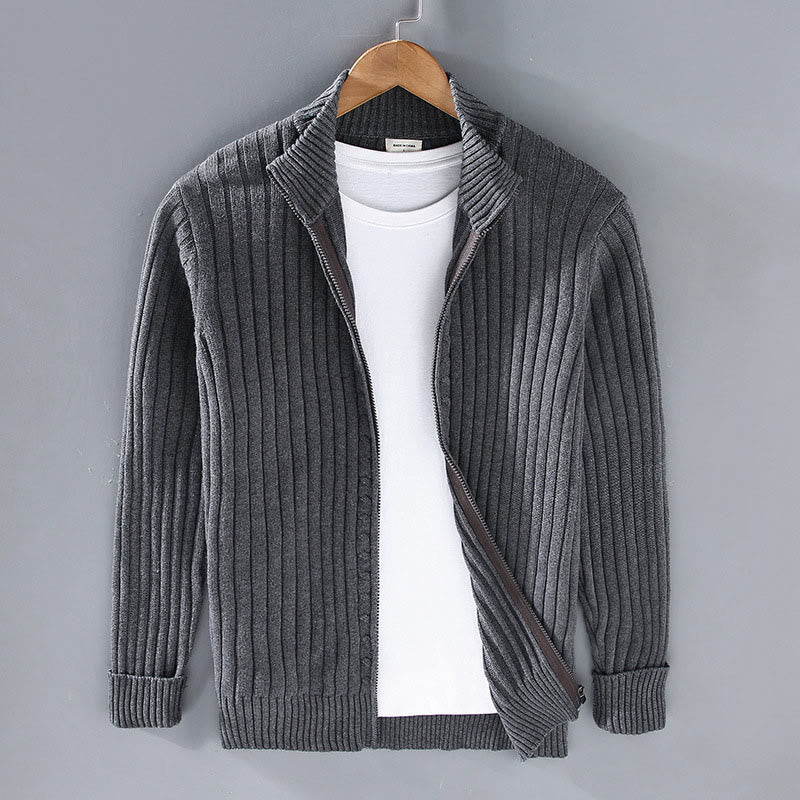 Buddha Stones Spring Plain Zipper Design Baumwolle Herren Langarm Mock Neck Jacke - Dunkelgrau - US/ UK/AU42，EU52 (3XL) - image 0