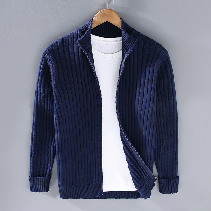 Buddha Stones Spring Plain Zipper Design Baumwolle Herren Langarm Mock Neck Jacke - Mitternachtsblau - US/ UK/AU42，EU52 (3XL) - image 11