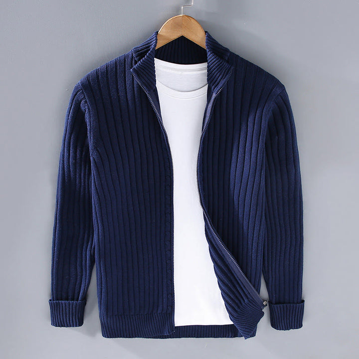 Buddha Stones Spring Plain Zipper Design Baumwolle Herren Langarm Mock Neck Jacke - Mitternachtsblau - US/ UK/AU42，EU52 (3XL) - image 11