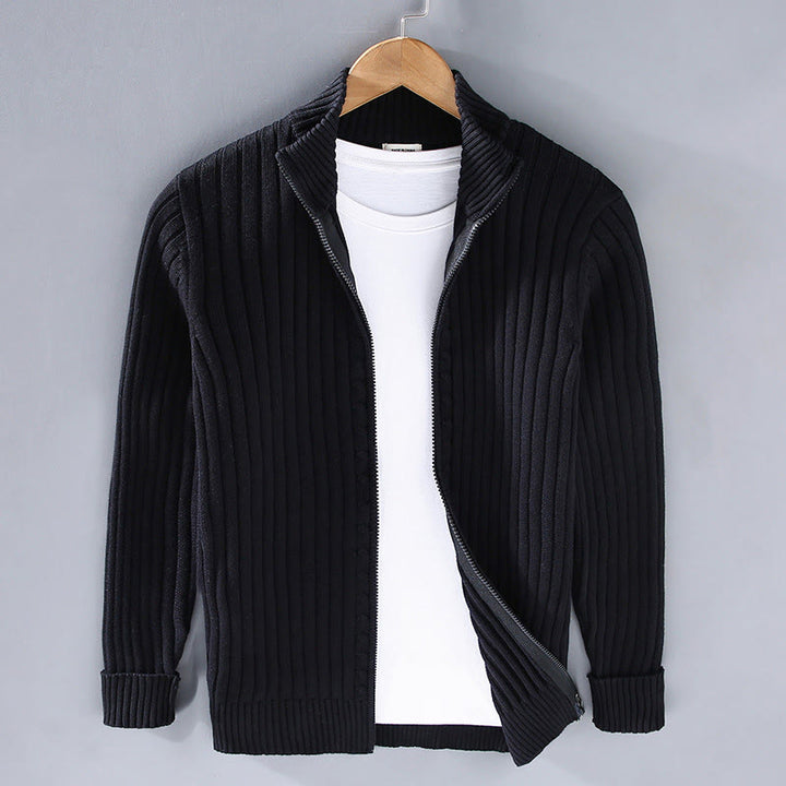 Buddha Stones Spring Plain Zipper Design Baumwolle Herren Langarm Mock Neck Jacke - Schwarz - US/ UK/AU42，EU52 (3XL) - image 9