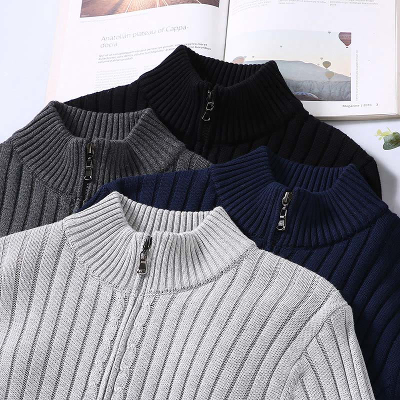 Buddha Stones Spring Plain Zipper Design Baumwolle Herren Langarm Mock Neck Jacke - image 12