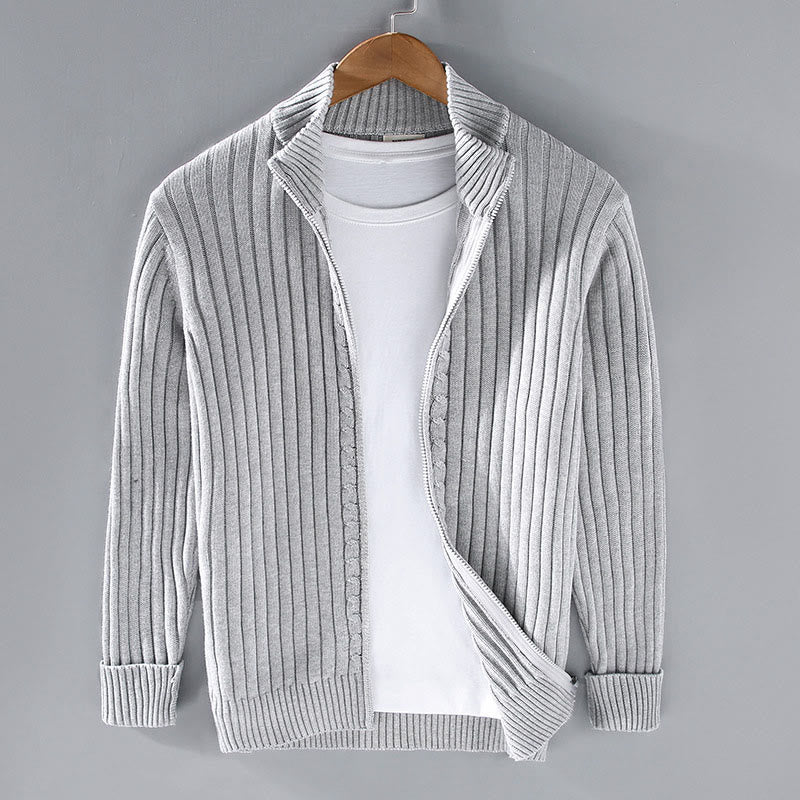 Buddha Stones Spring Plain Zipper Design Baumwolle Herren Langarm Mock Neck Jacke - Gainsboro - US/ UK/AU42，EU52 (3XL) - image 1