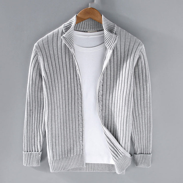 Buddha Stones Spring Plain Zipper Design Baumwolle Herren Langarm Mock Neck Jacke - Gainsboro - US/ UK/AU42，EU52 (3XL) - image 1