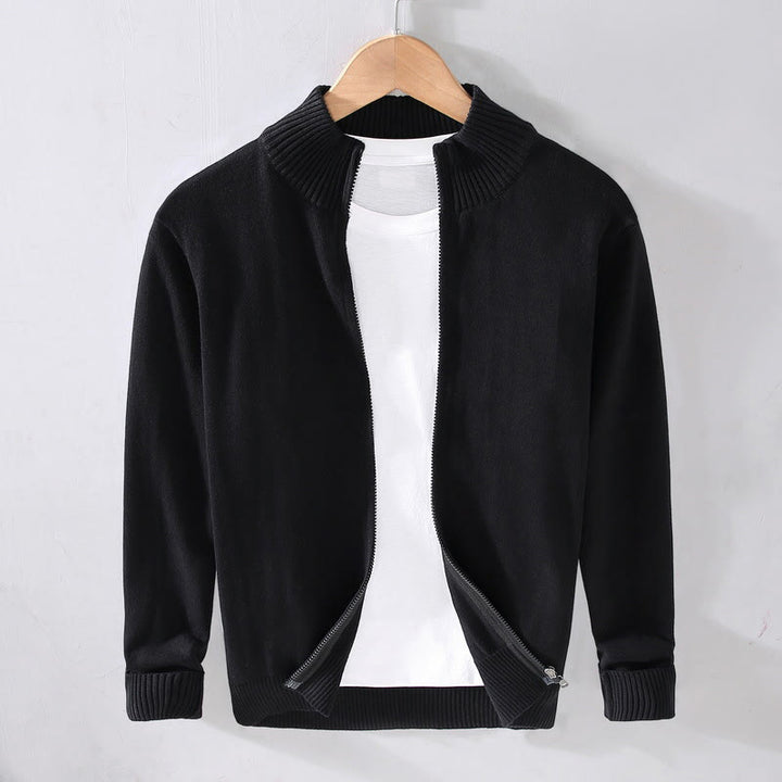 Buddha Stones Herren-Baumwolljacke mit langen Ärmeln und schlichtem Reißverschluss und geripptem Saum - Schwarz - US/ UK/AU42，EU52 (3XL) - image 13