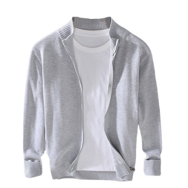 Buddha Stones Herren-Baumwolljacke mit langen Ärmeln und schlichtem Reißverschluss und geripptem Saum - image 10