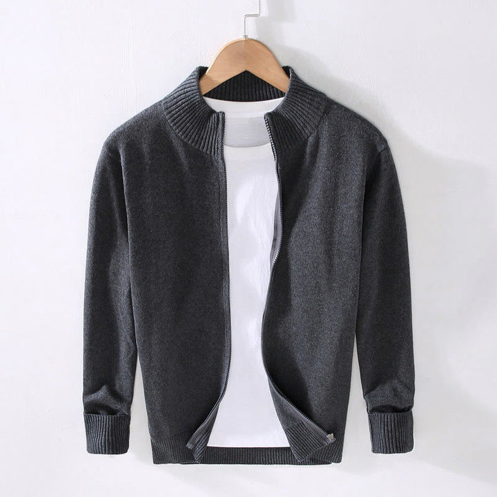 Buddha Stones Herren-Baumwolljacke mit langen Ärmeln und schlichtem Reißverschluss und geripptem Saum - Dunkelgrau - US/ UK/AU42，EU52 (3XL) - image 14