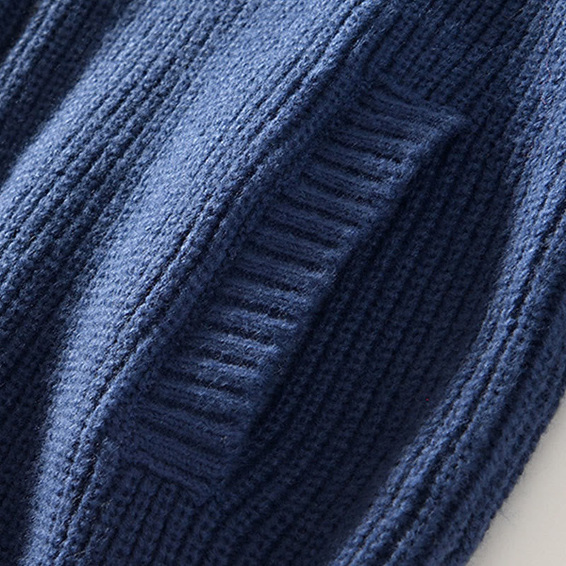 Buddha Stones Winter-Strickjacke mit Reißverschluss, einfarbig, langärmelig, Baumwolljacke für Herren mit Taschen - image 3