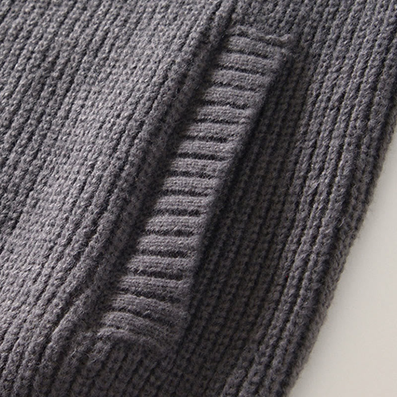 Buddha Stones Winter-Strickjacke mit Reißverschluss, einfarbig, langärmelig, Baumwolljacke für Herren mit Taschen - image 10