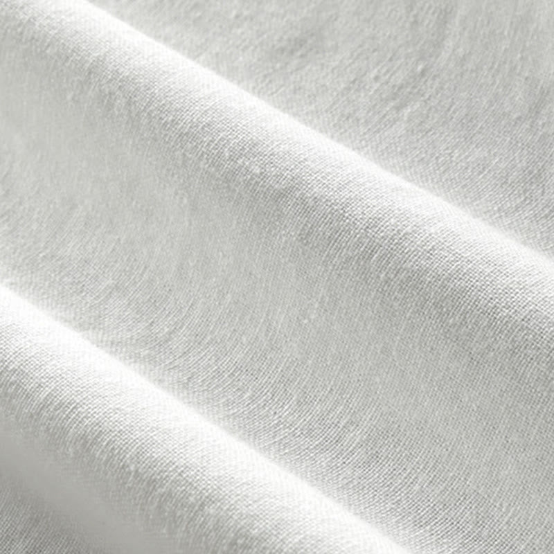 Buddha Stones Herren Slim Fit Design Stehkragen Rundhals Langarm Baumwoll-Leinenhemd - image 7