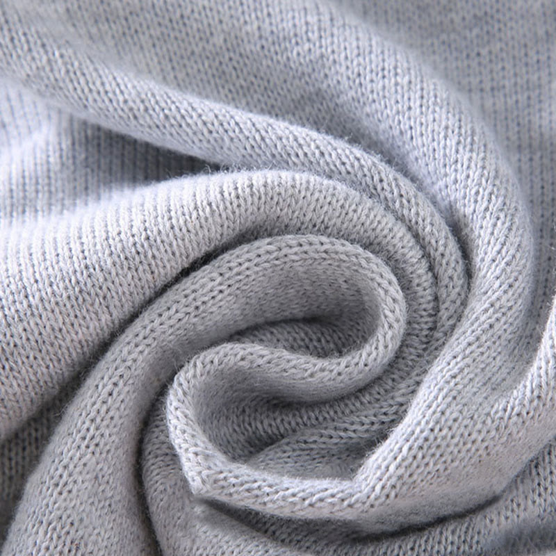 Buddha Stones Gerippter, einfarbiger Saum-Design Herren-Pullover mit Stehkragen und langen Ärmeln aus reiner Baumwolle - image 8