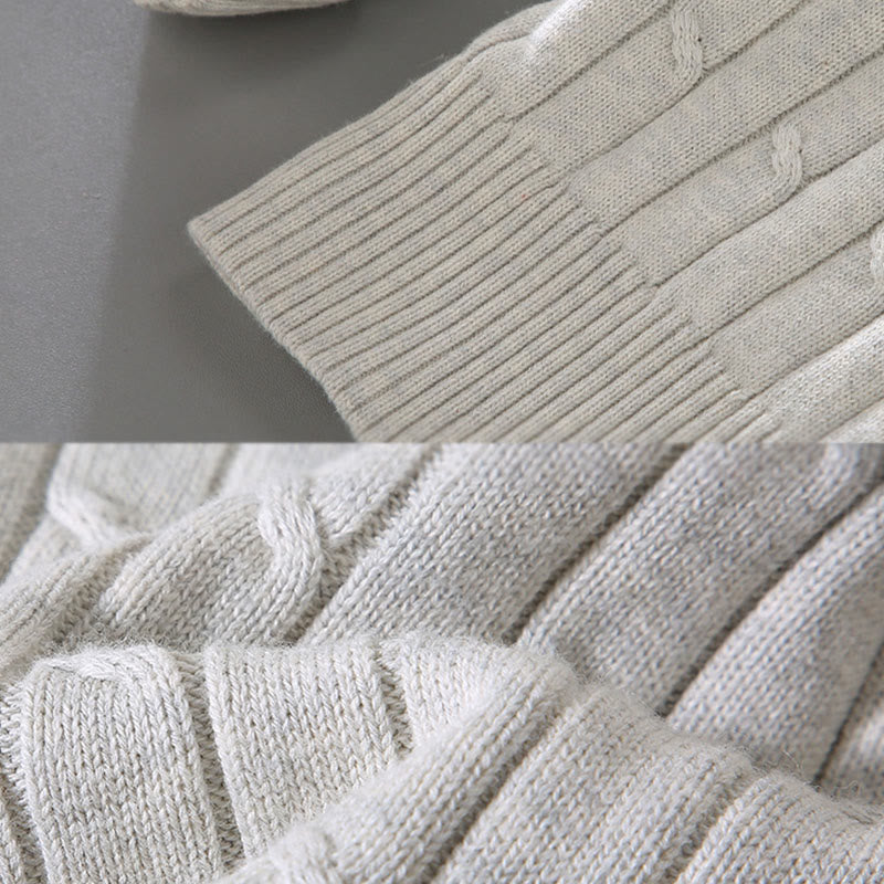 Buddha Stones Zopfmuster-Design Herren-Pullover mit Rundhalsausschnitt und langen Ärmeln aus reiner Baumwolle - image 10