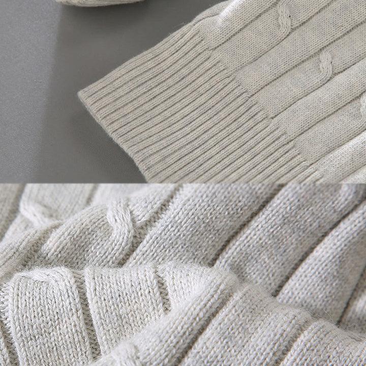 Buddha Stones Zopfmuster-Design Herren-Pullover mit Rundhalsausschnitt und langen Ärmeln aus reiner Baumwolle - image 10