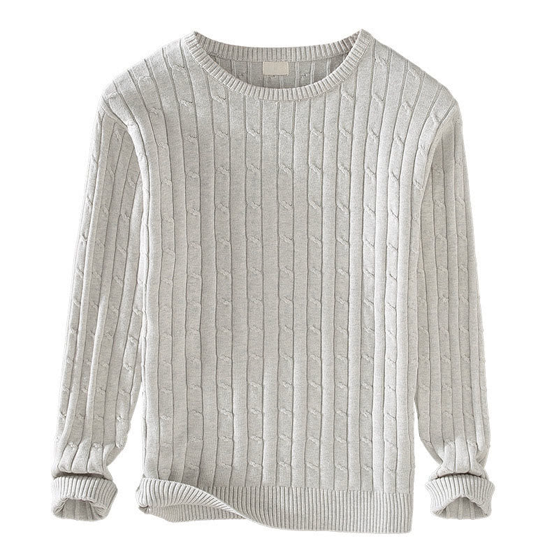 Buddha Stones Zopfmuster-Design Herren-Pullover mit Rundhalsausschnitt und langen Ärmeln aus reiner Baumwolle - image 13