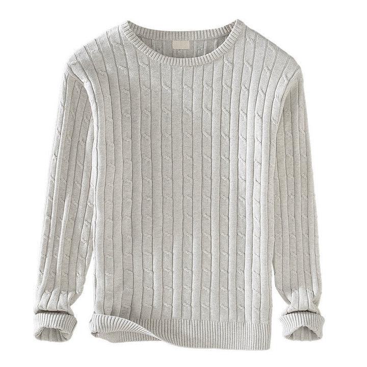 Buddha Stones Zopfmuster-Design Herren-Pullover mit Rundhalsausschnitt und langen Ärmeln aus reiner Baumwolle - image 13