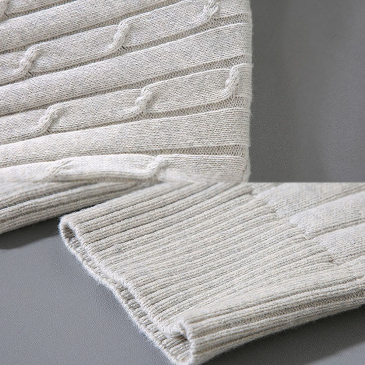 Buddha Stones Zopfmuster-Design Herren-Pullover mit Rundhalsausschnitt und langen Ärmeln aus reiner Baumwolle - image 9