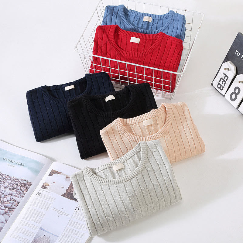 Buddha Stones Zopfmuster-Design Herren-Pullover mit Rundhalsausschnitt und langen Ärmeln aus reiner Baumwolle - image 14