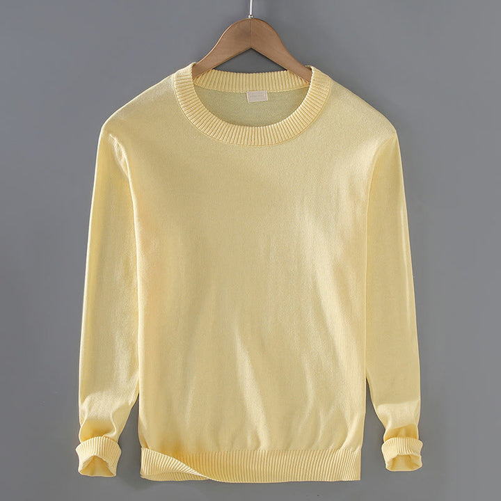 Buddha Stones Rippendesign Reine Baumwolle Thermo Herren Pullover Rundhals Langarm - Hellgelb - US/ UK/AU42，EU52 (3XL) - image 10
