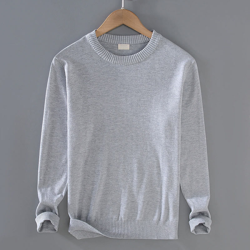 Buddha Stones Rippendesign Reine Baumwolle Thermo Herren Pullover Rundhals Langarm - Hellgrau - US/ UK/AU42，EU52 (3XL) - image 3