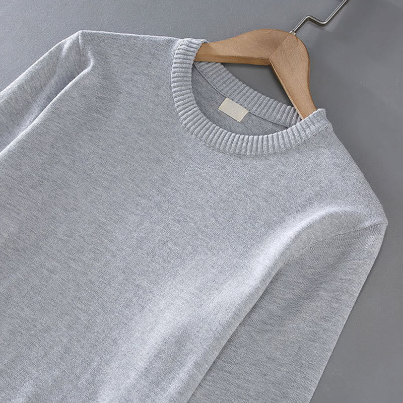 Buddha Stones Rippendesign Reine Baumwolle Thermo Herren Pullover Rundhals Langarm - image 5