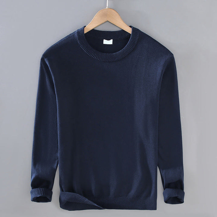Buddha Stones Rippendesign Reine Baumwolle Thermo Herren Pullover Rundhals Langarm - Mitternachtsblau - US/ UK/AU42，EU52 (3XL) - image 0