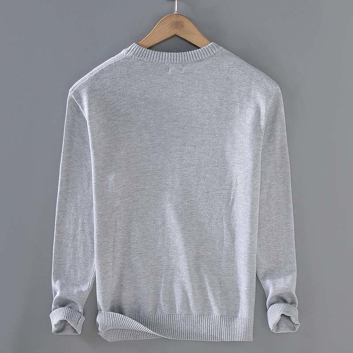 Buddha Stones Rippendesign Reine Baumwolle Thermo Herren Pullover Rundhals Langarm - image 4