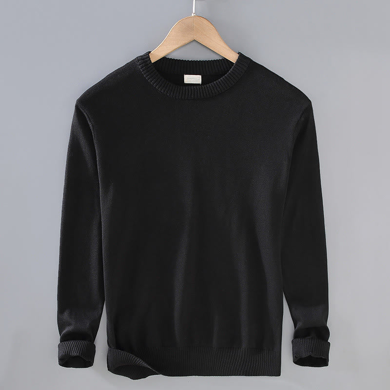 Buddha Stones Rippendesign Reine Baumwolle Thermo Herren Pullover Rundhals Langarm - Schwarz - US/ UK/AU42，EU52 (3XL) - image 1