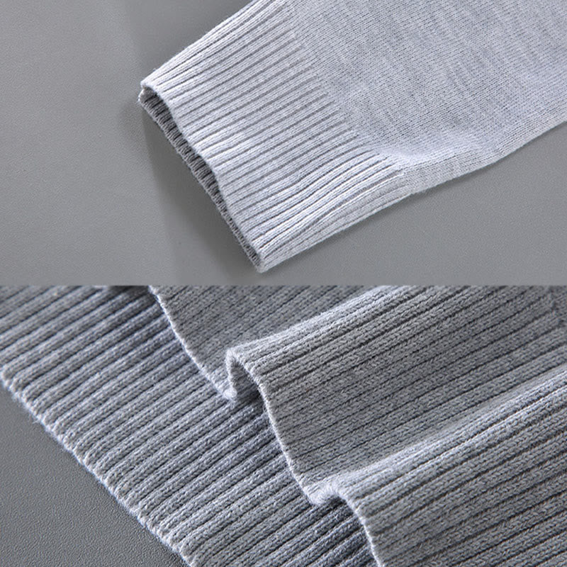 Buddha Stones Einfarbiger V-Ausschnitt Baumwolle Schlichtes Design Herren Langarmpullover - image 6