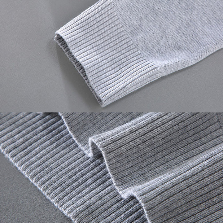 Buddha Stones Einfarbiger V-Ausschnitt Baumwolle Schlichtes Design Herren Langarmpullover - image 6