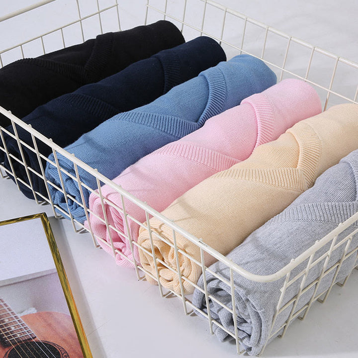 Buddha Stones Einfarbiger V-Ausschnitt Baumwolle Schlichtes Design Herren Langarmpullover - image 14