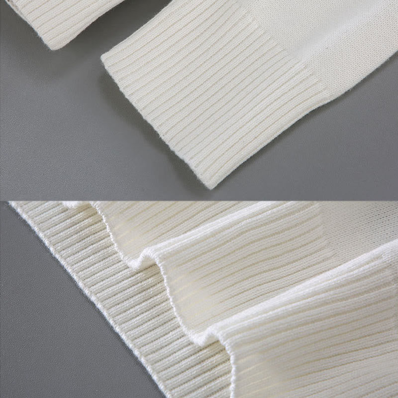 Buddha Stones Farbkontrast gestreifter Halbreißverschluss-Design Langarmpullover aus Baumwolle für Herren - image 7