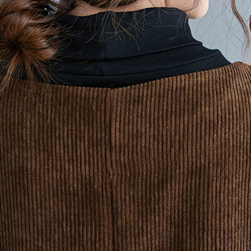 Buddha Stones Commute Damen-Midikleid mit Rundhalsausschnitt, ärmellos, aus Baumwollcord mit Taschen - image 11